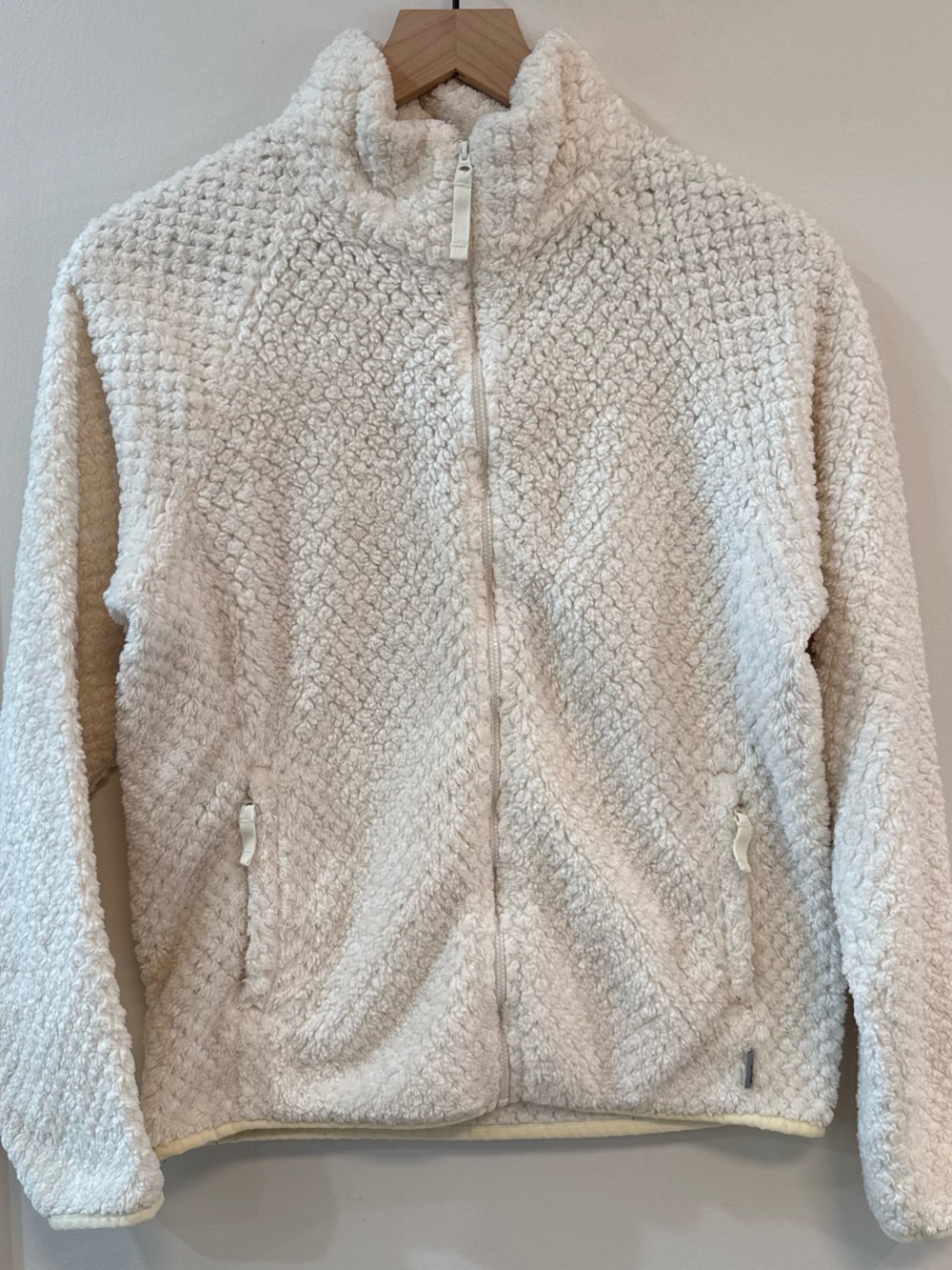 Eddie Bauer Cream Sherpa Zip-Up Jacket